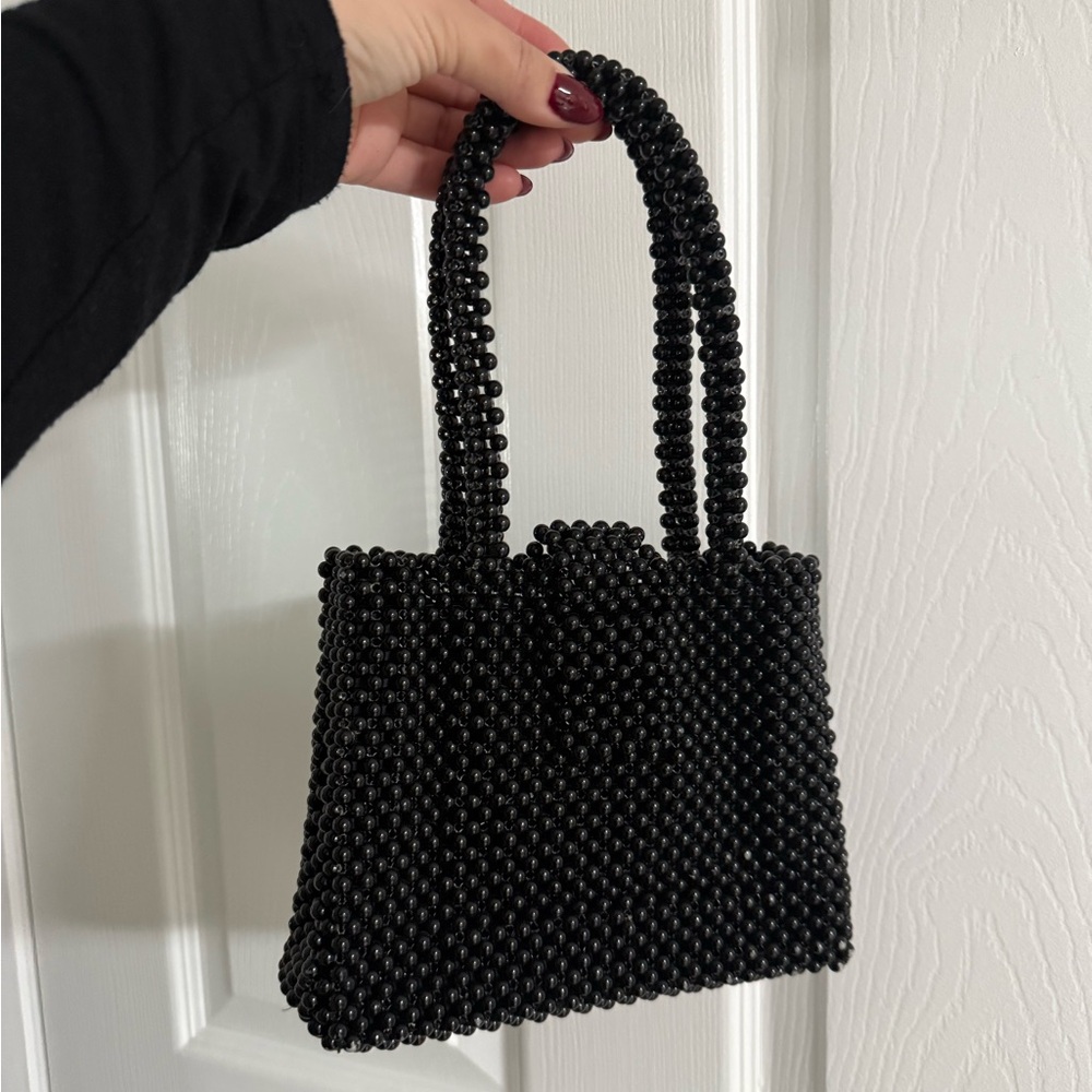 Elegant Black Beaded Handbag